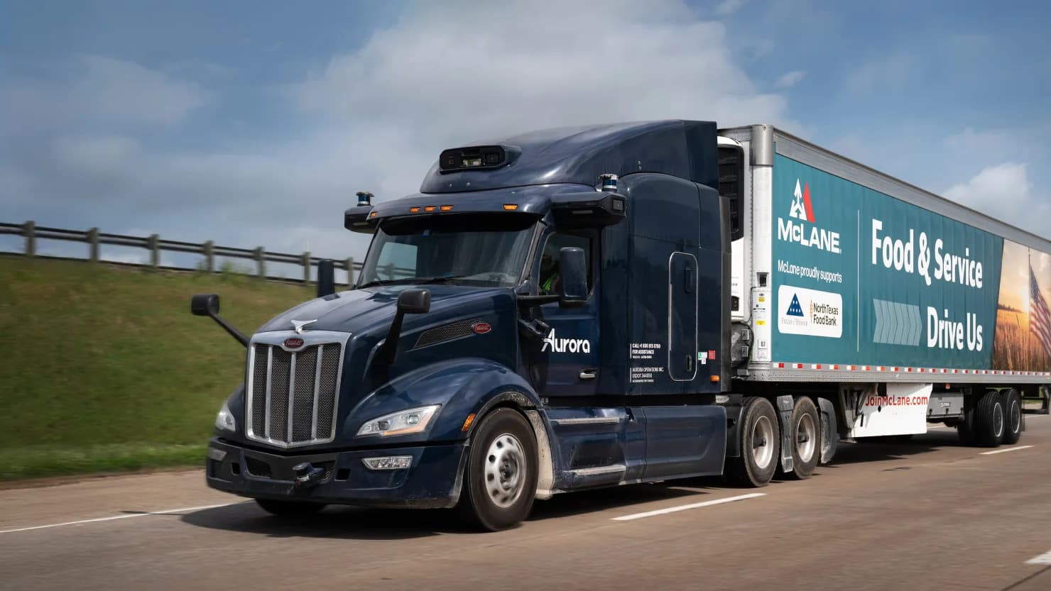 Autonomous Class 8 truck on a highway