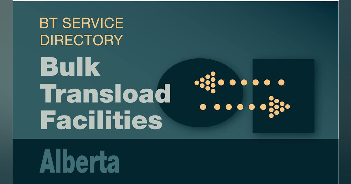 Transload facility map of Alberta