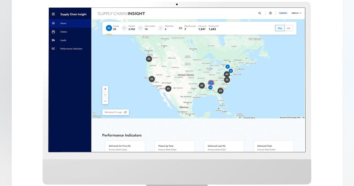 Supply chain data dashboard