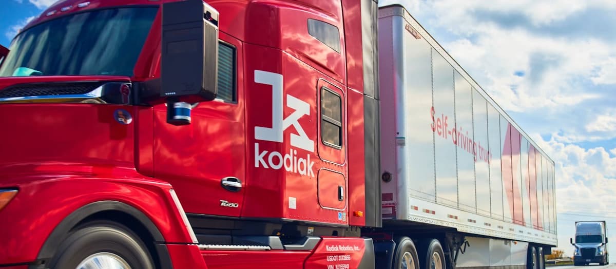 Autonomous truck with sensors on the roof