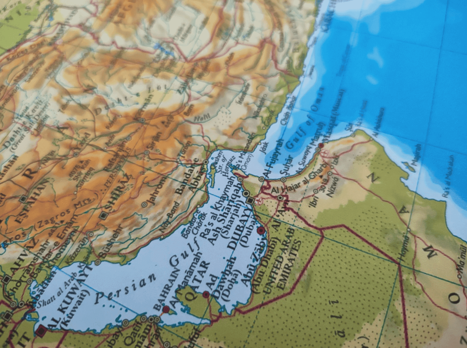 Map of land-bridge routes around a strait